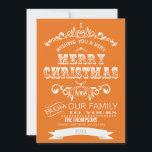 Vintage Weihnachtskarte Chalkboard - orange Feiertagskarte<br><div class="desc">Senden Sie Ihren Urlaub wünscht sich mit dieser Vintagen Calkboard Kunst Weihnachts-Feiertage Gruß-Flachkarte. Viele Farben.  Einfach angepasst. rustikal orange ::ENVELOPES INKLUSIVE:</div>