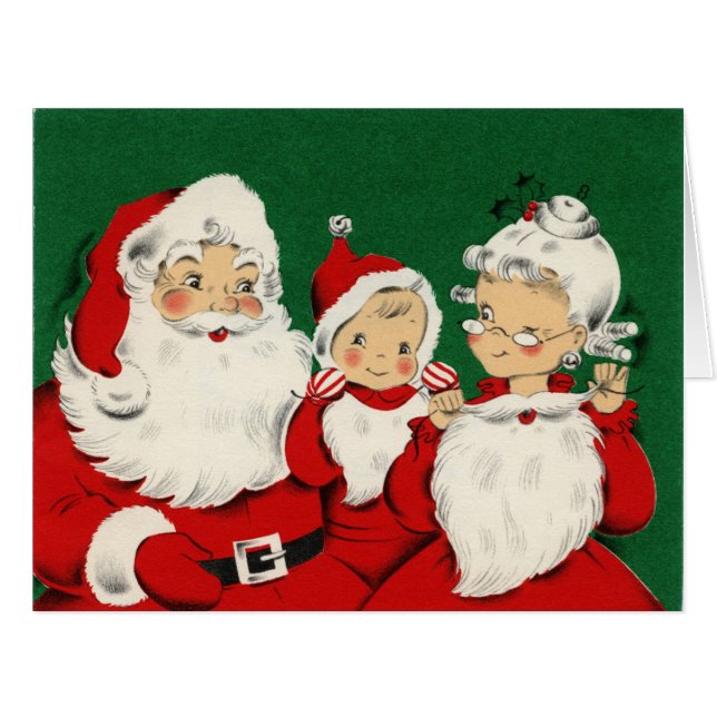 Vintage Weihnachtskarte der Weihnachtsfamilie BIG (Vorderseite (Horizontal))