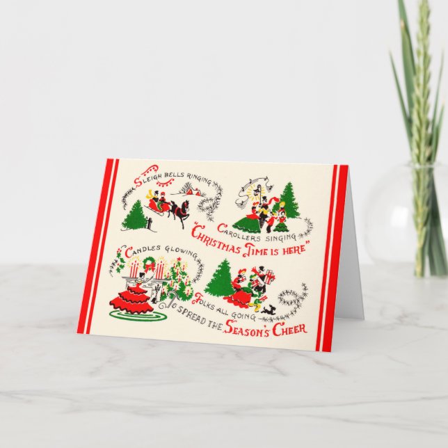 Vintage Weihnachtskarte des mittleren Jahrhunderts Karte (Vorderseite)