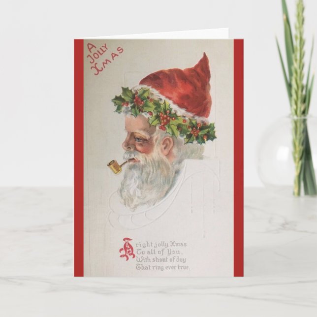 Vintage Weihnachtskarte des Weihnachtsmanns Feiertagskarte (Vorderseite)