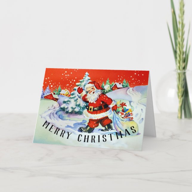 Vintage Weihnachtskarte des Weihnachtsmanns Feiertagskarte (Vorderseite)