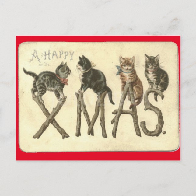 Vintage Weihnachtskarte einer glücklichen Weihnach Feiertagspostkarte (Vorderseite)