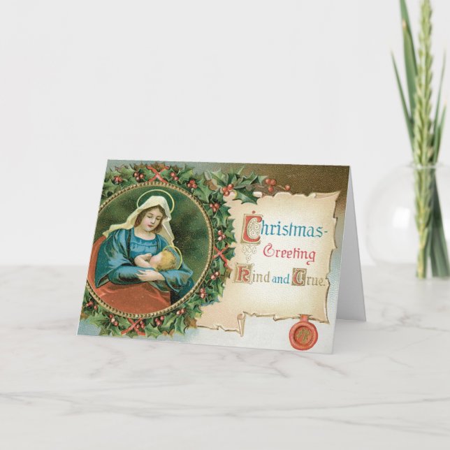 Vintage Weihnachtskarte Feiertagskarte (Vorderseite)