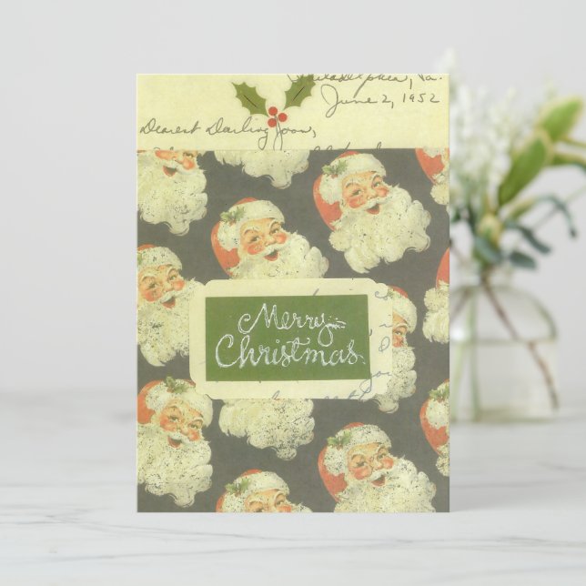 Vintage Weihnachtskarte Feiertagskarte (Stehend Vorderseite)