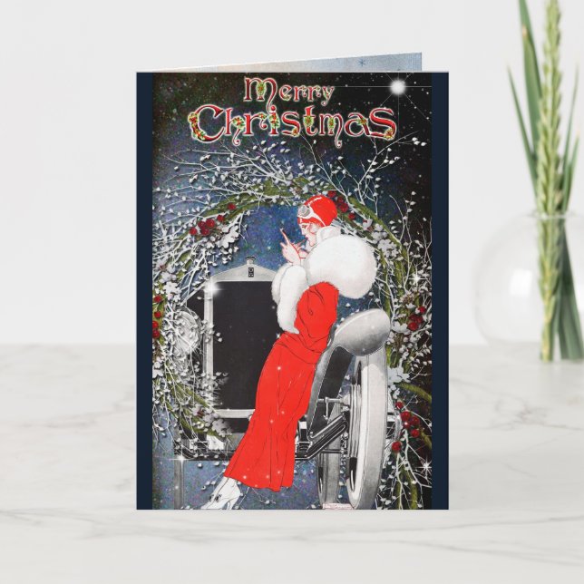 Vintage Weihnachtskarte Feiertagskarte (Vorderseite)