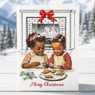 Vintage Weihnachtskarte für Afroamerikaner Feiertagskarte