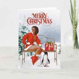Vintage-Weihnachtskarte für Afroamerikaner Karte