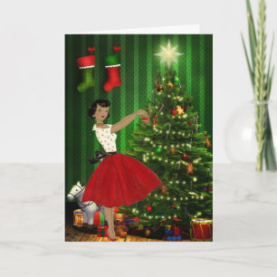 Vintage-Weihnachtskarte für Afroamerikaner Karte