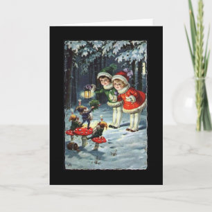 Vintage Weihnachtskarte für Kinder und Nomaden Feiertagskarte
