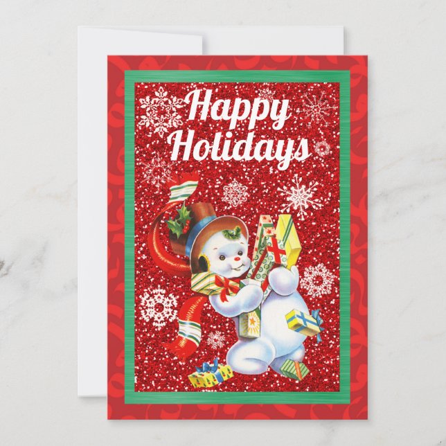 Vintage Weihnachtskarte für Schneemann (Vorderseite)