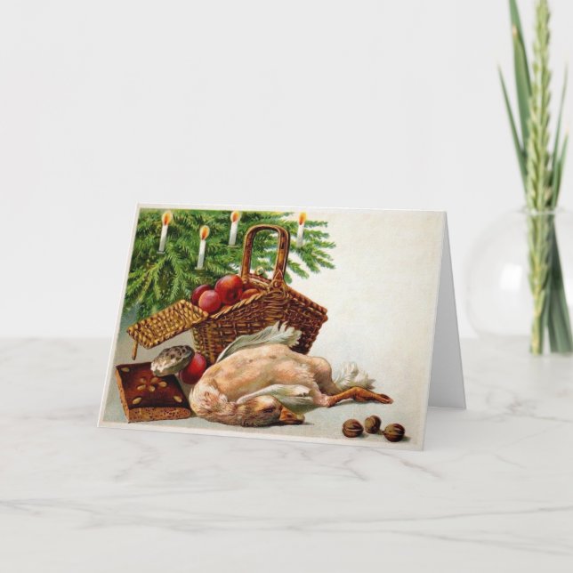 Vintage Weihnachtskarte für Tote Ente Feiertagskarte (Vorderseite)