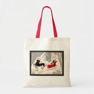 Vintage-Weihnachtskarte im Art Deco-Stil mit Schli Tragetasche