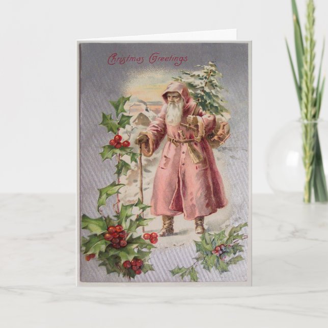 Vintage Weihnachtskarte, individualisieren Feiertagskarte (Vorderseite)