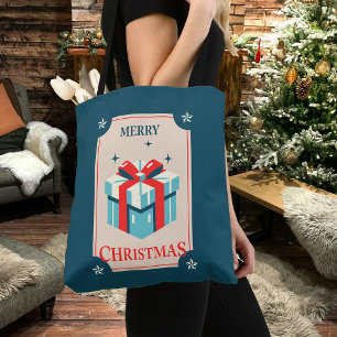 Vintage-Weihnachtskarte mit festlicher Geschenkbox Tasche