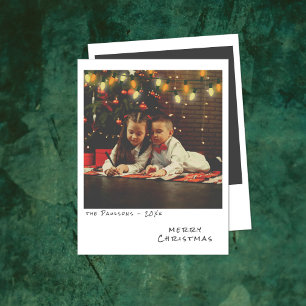Vintage-Weihnachtskarte mit Foto - rote und gelbe Feiertagskarte
