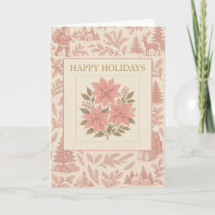 Vintage Weihnachtskarte mit rosa Poinsettien Karte