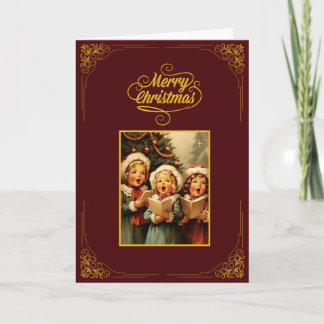Vintage-Weihnachtskarte mit singenden Kindern Karte