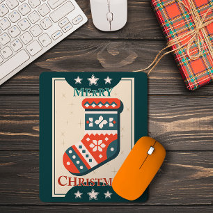 Vintage-Weihnachtskarte mit Strumpf-Illustration  Mousepad