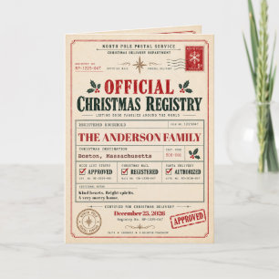 Vintage-Weihnachtskarte Nordpol-Register Karte