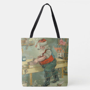 Vintage-Weihnachtskarte - Santa in seiner Werkstat Tasche