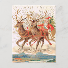 Vintage Weihnachtskarte Santa Reindeer Postkarte