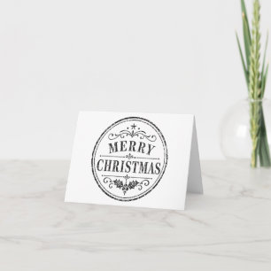 vintage Weihnachtskarte schwarz-weiß gefaltet Dankeskarte