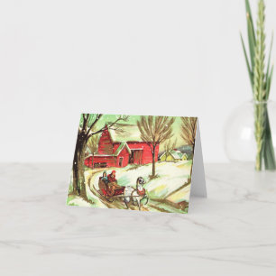 Vintage Weihnachtskarte Sleigh Ride Karte