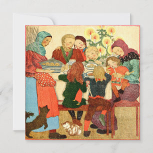 Vintage-Weihnachtskarte Weihnachtsdiner Feiertagskarte