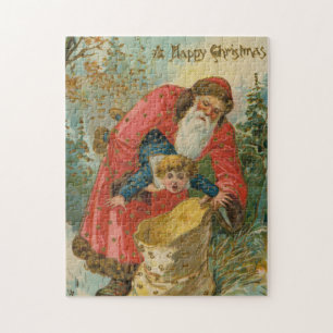 Vintage-Weihnachtskarte, Weihnachtsmann, unartiges