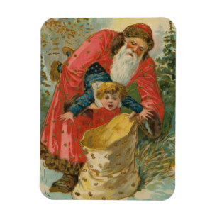 Vintage-Weihnachtskarte, Weihnachtsmann, unartiges Magnet