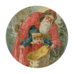 Vintage-Weihnachtskarte, Weihnachtsmann, unartiges Schneidebrett