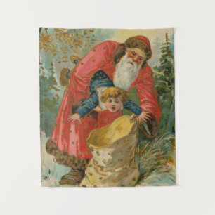 Vintage Weihnachtskarte, Weihnachtsmann, unartiges Wandteppich