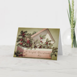 Vintage-Weihnachtskarten-Box aus Stechpalme Dankeskarte
