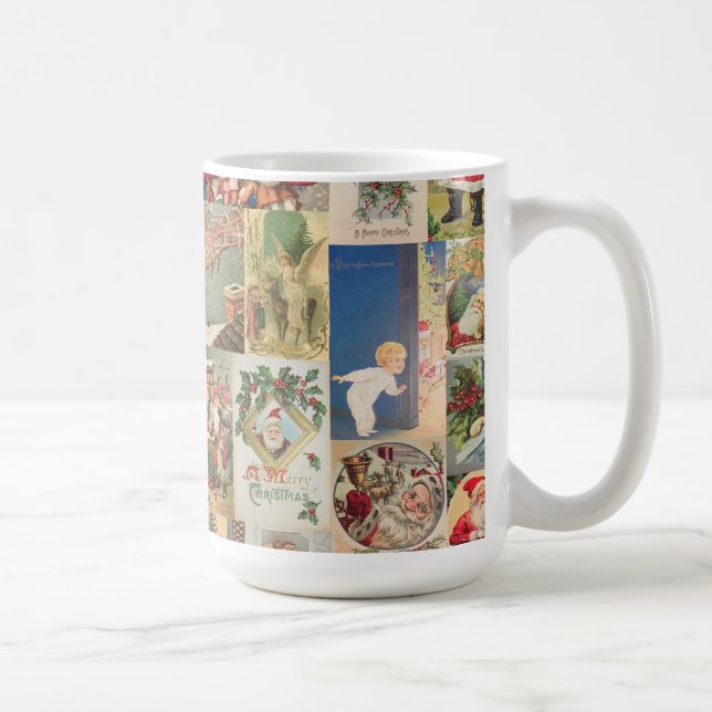 Vintage-Weihnachtskarten Feiertagsmuster Kaffeetasse (Rechts)
