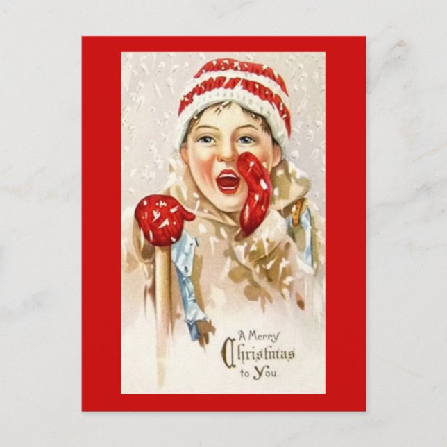 Vintage Weihnachtskarten Feiertagspostkarte (Vorderseite)