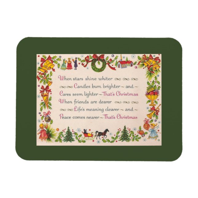 Vintage-Weihnachtskarten-Magnet Magnet (Horizontal)