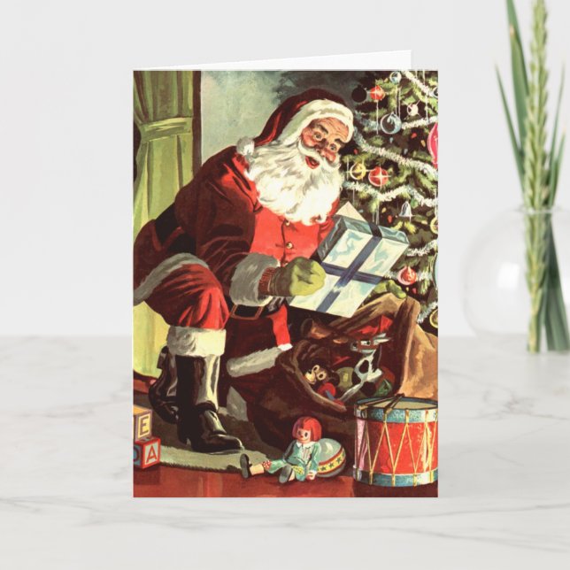 Vintage Weihnachtskarten und Baumkarten Feiertagskarte (Vorderseite)
