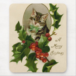 Vintage Weihnachtskatze Mousepad
