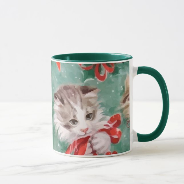Vintage Weihnachtskatzen Tasse (Rechts)