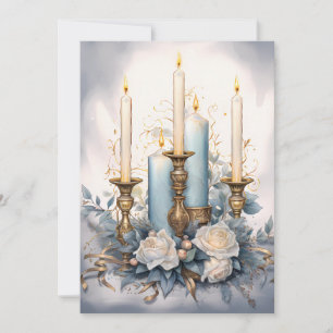 Vintage-Weihnachtskerzen Blau Weiß Gold Feiertagskarte