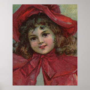 Vintage Weihnachtskind mit rotem viktorianischen K Poster