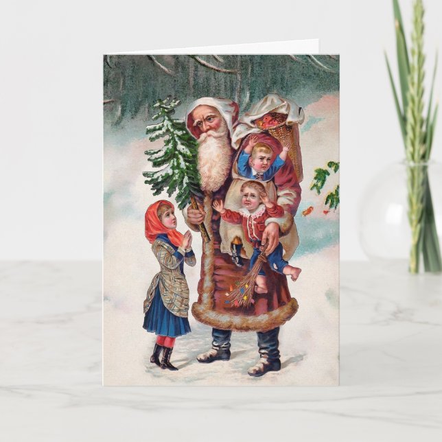 Vintage Weihnachtskinder Feiertagskarte (Vorderseite)