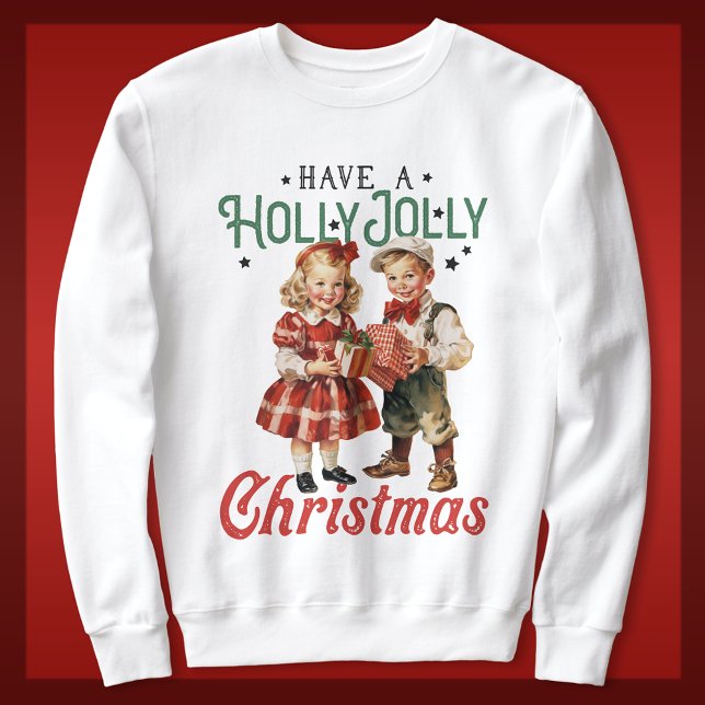 Vintage Weihnachtskinder Holly Jolly Sweatshirt (Von Creator hochgeladen)