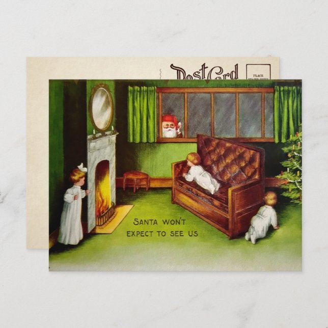 Vintage Weihnachtskinder - Postkarte (Vorne/Hinten)