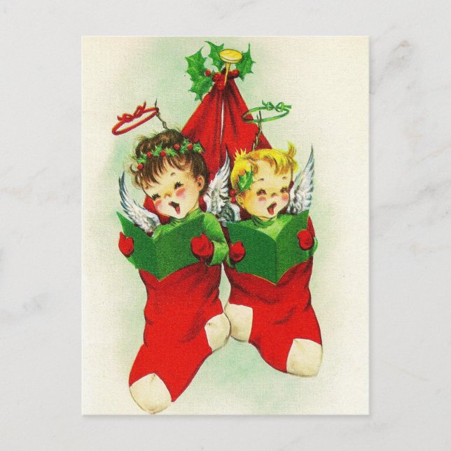 Vintage Weihnachtskinder Weihnachtspostkarte Feiertagspostkarte (Vorderseite)