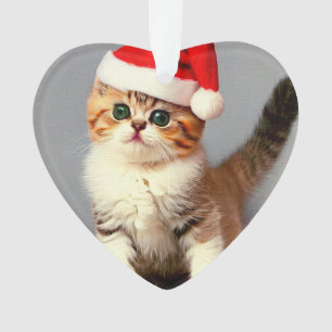 Vintage-Weihnachtskitten mit Santa-Hut Ornament