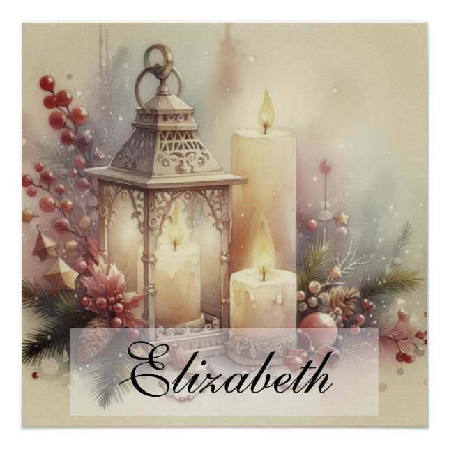 Vintage Weihnachtsklangen und Ornamente Poster (Vorderseite)