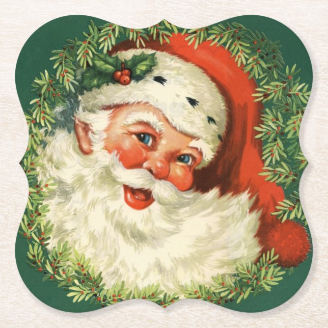 Vintage Weihnachtsklausel Untersetzer (Vorderseite)