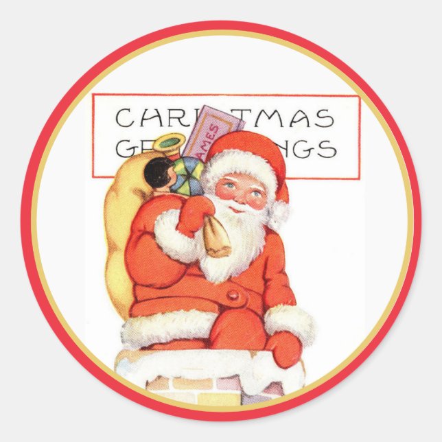 Vintage Weihnachtskleber Runder Aufkleber (Vorderseite)