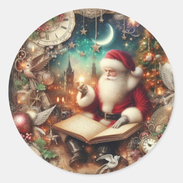 Vintage Weihnachtskleber Runder Aufkleber (Vorderseite)